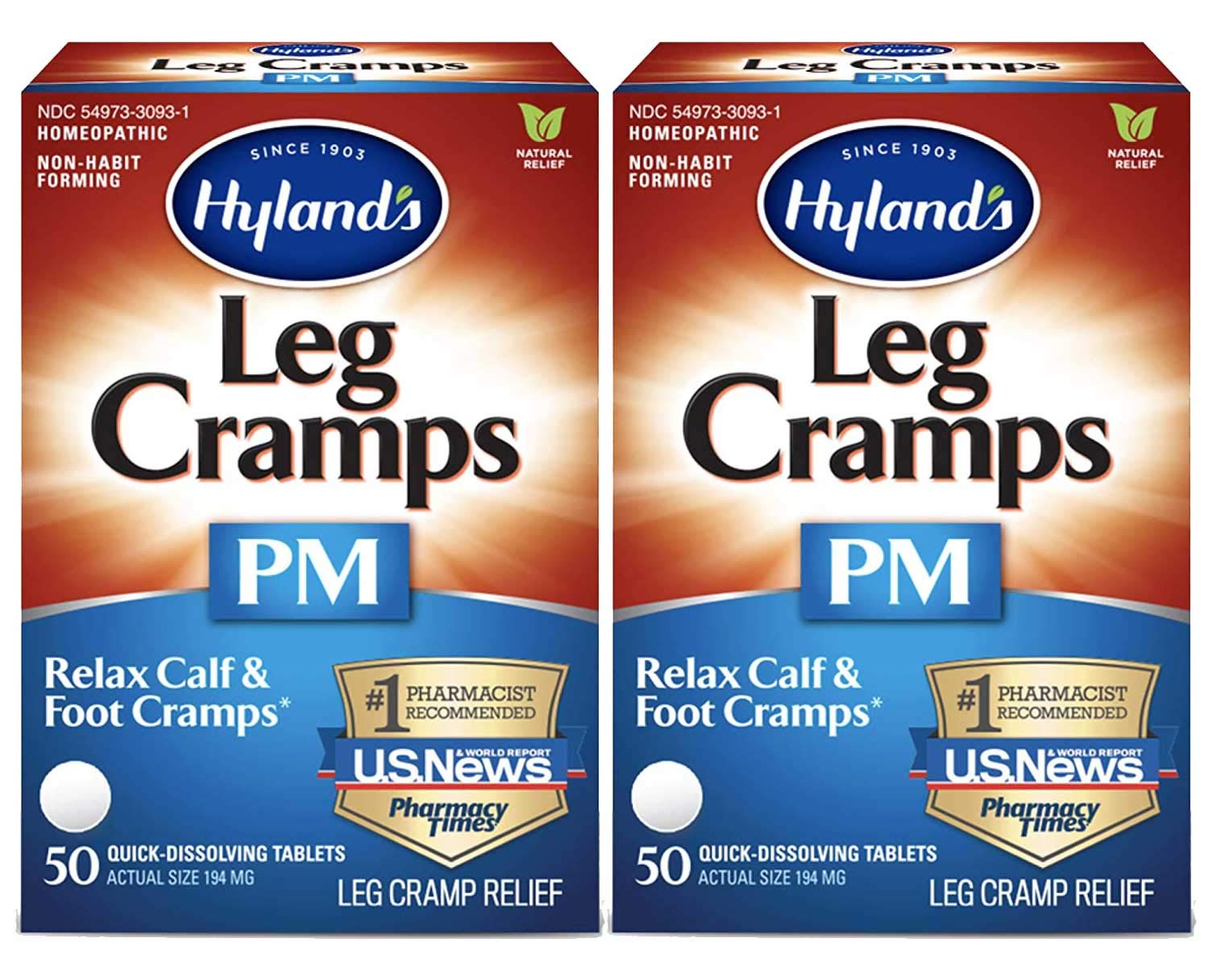 Hyland's Leg Cramps PM Tablets 50 ea 50 Count (Pack of 2) - Maple Wellness Supplements