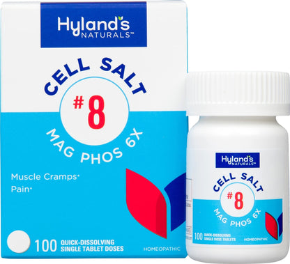 Hyland's No. 8 Cell Salt Mag Phos 6X, PMS Relief, Natural Homeopathic Relief of Menstrual Pain and Muscle Cramp Symptoms, Muscle Relaxer, Quick Dissolving Tablets, 100 Count - Maple Wellness Supplements