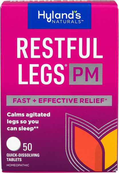 Hyland's Restful Legs PM, Nighttime Formula, Calms Agitated Legs so You Can Sleep, 50 Quick Dissolving Tablets - Maple Wellness Supplements