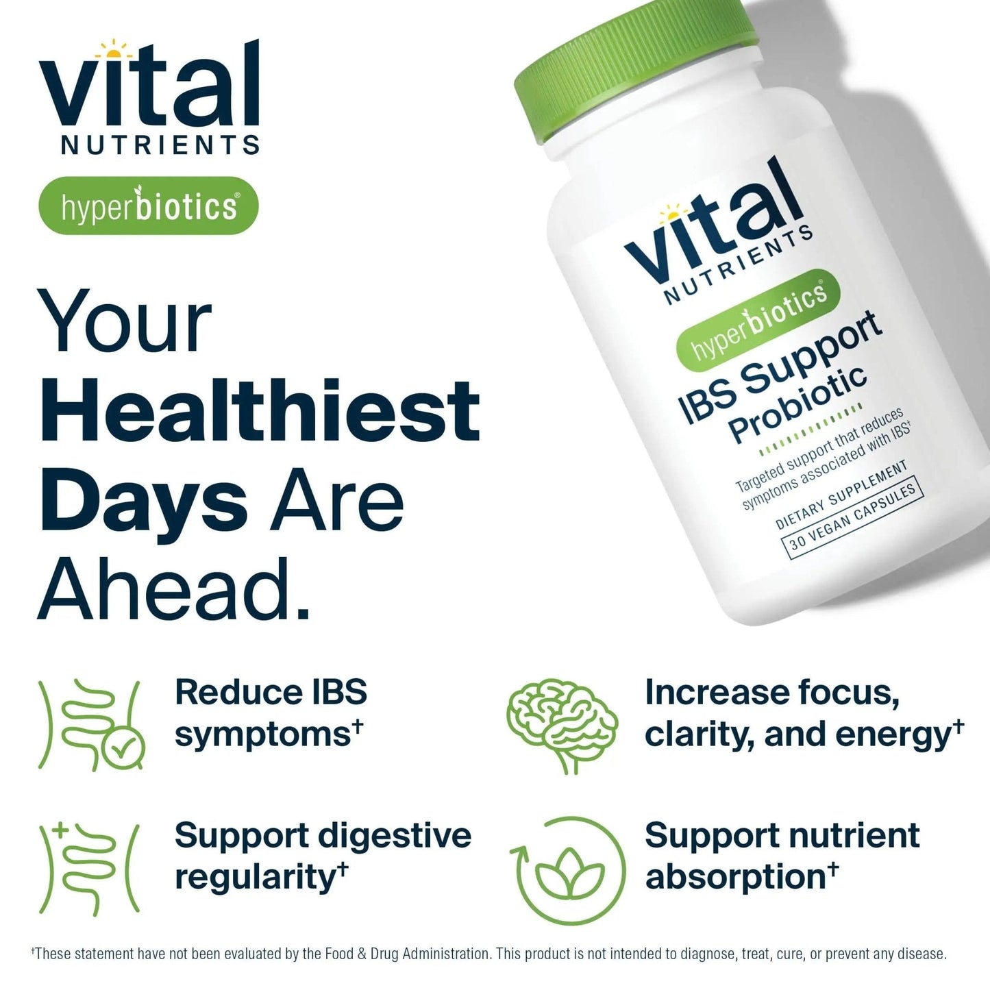 Hyperbiotics Vital Nutrients IBS Probiotic | Reduce Symptoms of IBS* | Clinically Studied Vegan probiotic for IBS Relief from Bloating, Gas, Diarrhea, & Abdominal Discomfort* | 30 Capsules - Maple Wellness Supplements