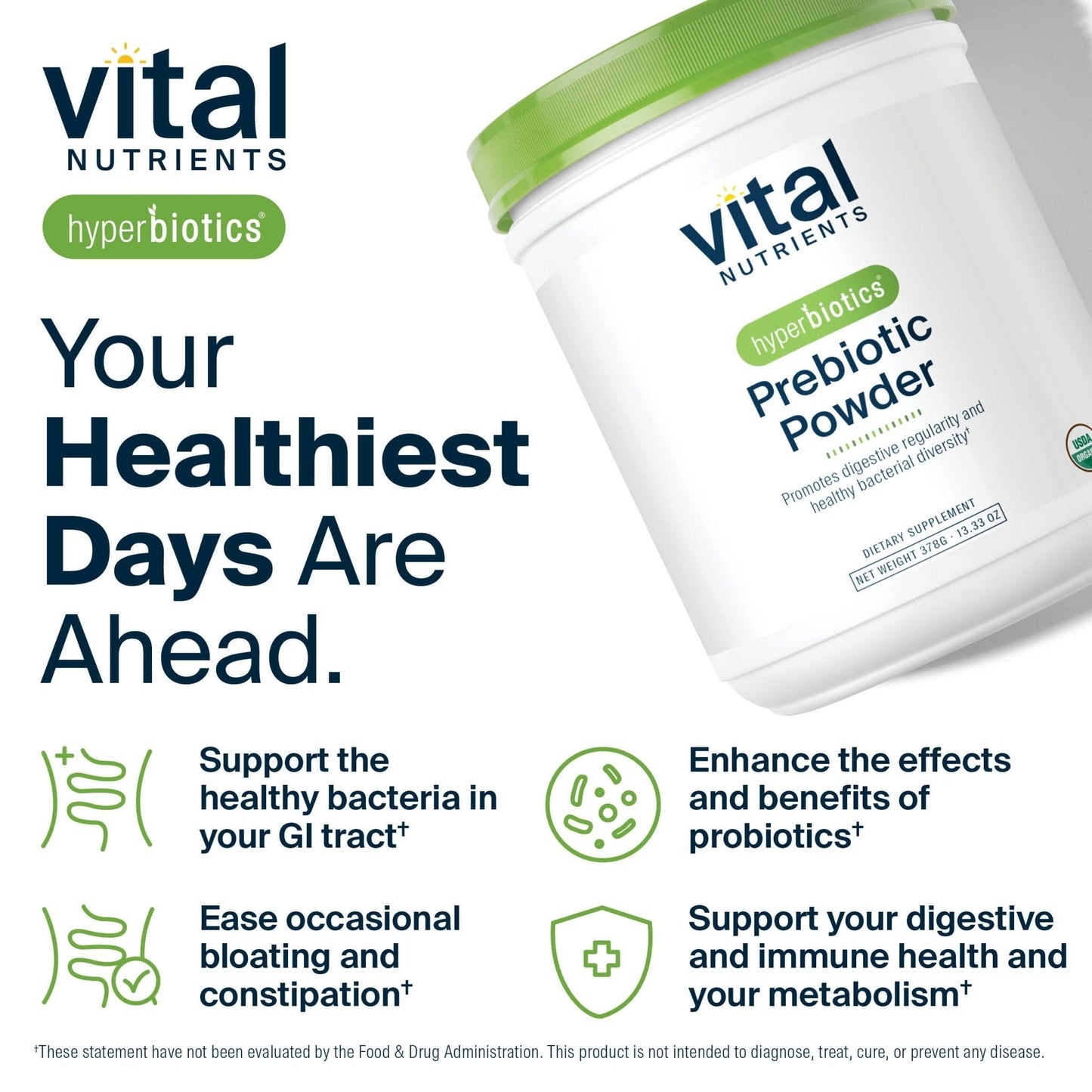 Hyperbiotics Vital Nutrients Organic Prebiotic Fiber Powder | Supports Gut Health and Digestive Regularity | Soluble Fiber Supplement for Women and Men - Maple Wellness Supplements
