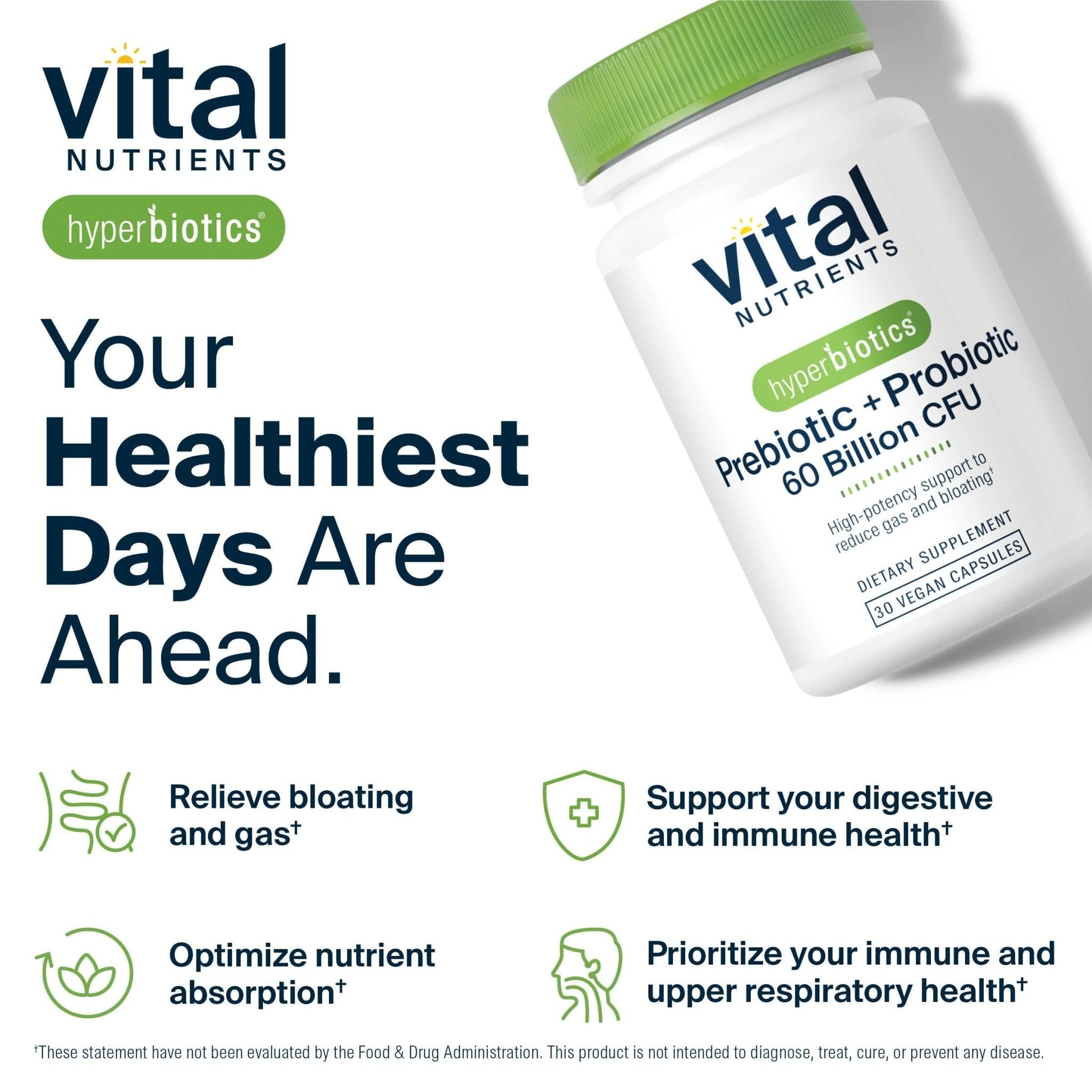 Hyperbiotics Vital Nutrients Prebiotic and Probiotic for Women and Men | 60 Billion CFU | Pre and Probiotics Supports Digestive Health, Constipation, Diarrhea, - Maple Wellness Supplements