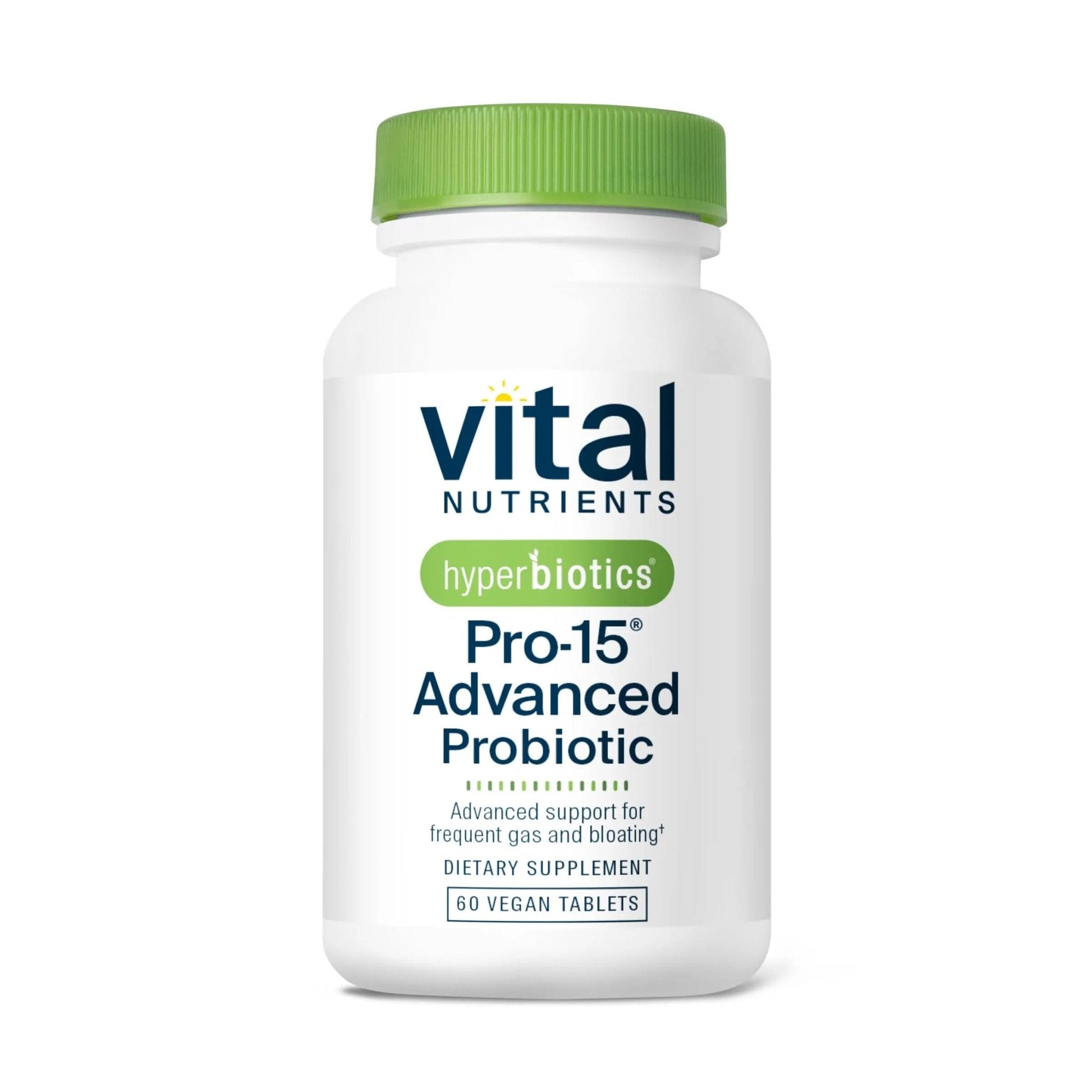 Hyperbiotics Vital Nutrients Pro-15 Advanced Probiotics for Women and Men | 15 Strains + Kiwifruit | Clinically Studied Daily Probiotics for Digestive Health, Gas, & Bloating | 60 Vegan Tablets - Maple Wellness Supplements