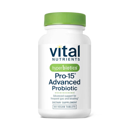 Hyperbiotics Vital Nutrients Pro-15 Advanced Probiotics for Women and Men | 15 Strains + Kiwifruit | Clinically Studied Daily Probiotics for Digestive Health, Gas, & Bloating | 60 Vegan Tablets - Maple Wellness Supplements