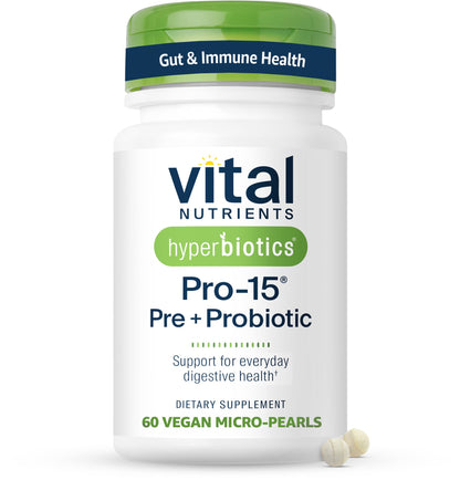 Hyperbiotics Vital Nutrients Pro-15 Prebiotics and Probiotics for Women and Men | 15 Science Backed Strains | Supports Occasional Constipation - Maple Wellness Supplements