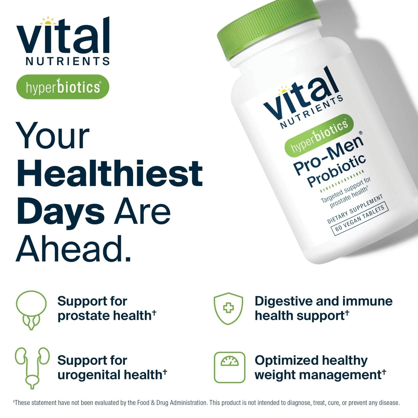 Hyperbiotics Vital Nutrients Pro Men Probiotics | Vegan Advanced Probiotics for Men | Clinically Studied for Prostate Health, Digestive Balance and Gut Health* | Gluten, Dairy, Soy Free | 60 Tablets - Maple Wellness Supplements