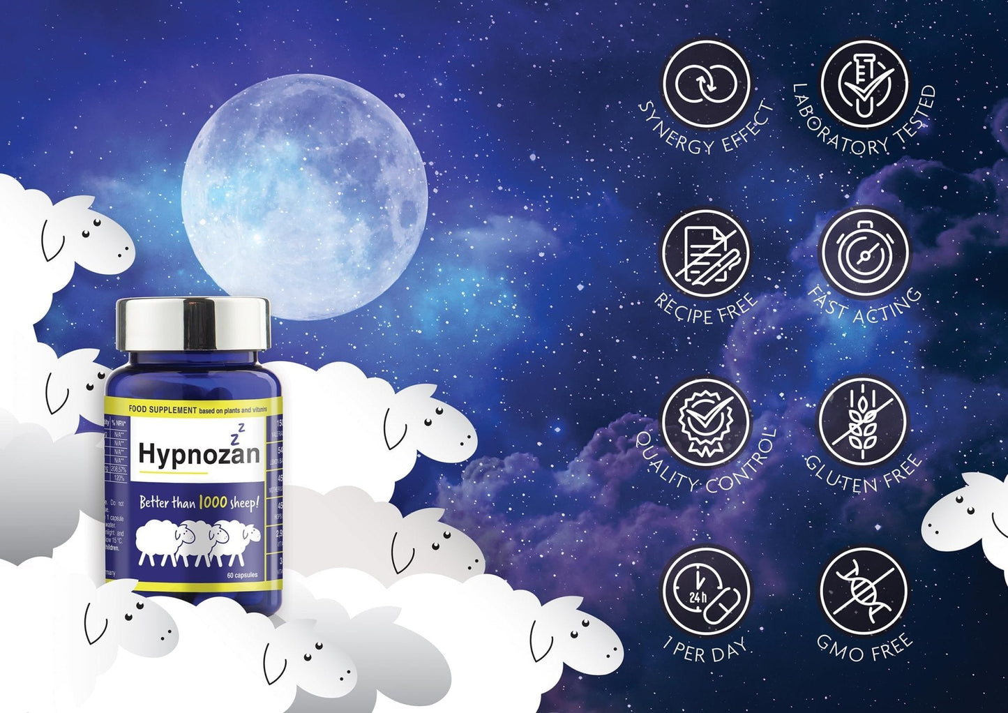 Hypnozan. 60 Easy Nights in Every Pack - 60 Capsules, Just One Before Bed. Natural - Maple Wellness Supplements