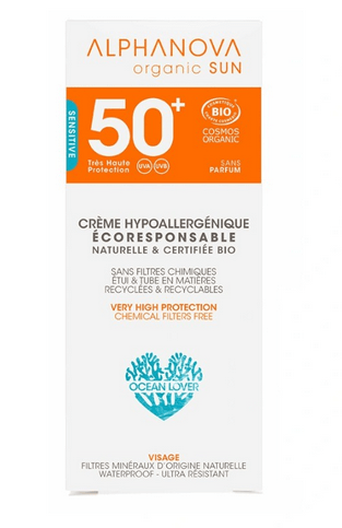 Hypoallergenic sun cream spf 50: sensitive and reactive skin ALPHANOVA ORGANIC SUN - Maple Wellness Supplements