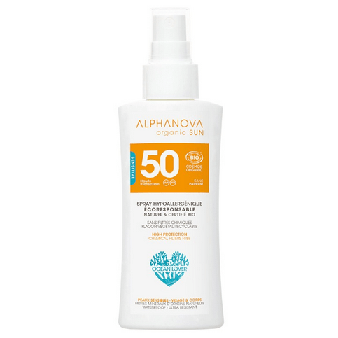 Hypoallergenic sun spray spf 50: sensitive and reactive skin ALPHANOVA ORGANIC SUN - Maple Wellness Supplements