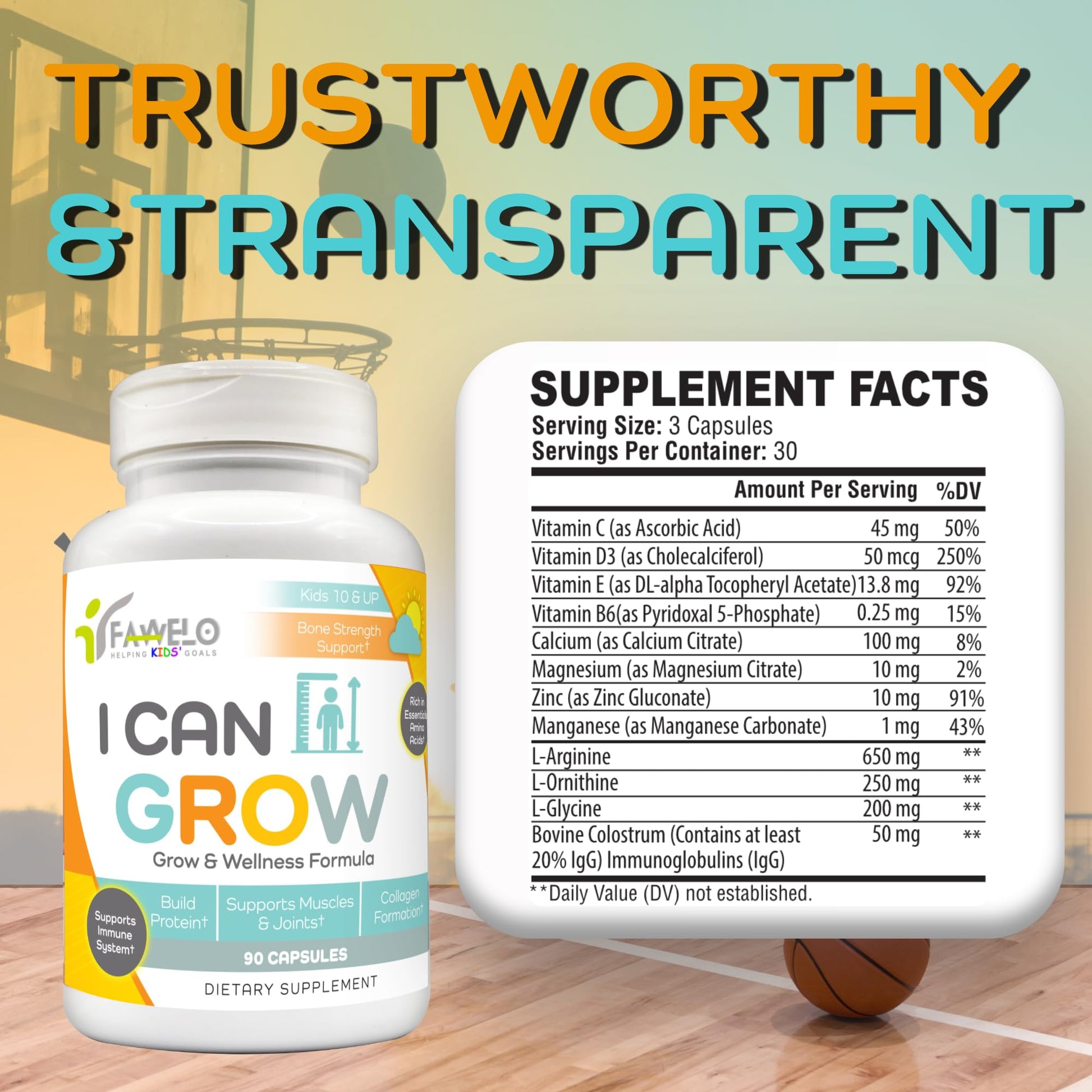 I Can Grow (3 Pack) Height Boosters for Kids 10+, Teen Vitamins for tru Height - Natural Growth Supplement for Optimal Development - Supports Bone Strength and Immune Health with Colostrum - Maple Wellness Supplements