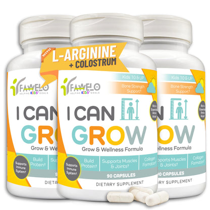 I Can Grow (3 Pack) Height Boosters for Kids 10+, Teen Vitamins for tru Height - Natural Growth Supplement for Optimal Development - Supports Bone Strength and Immune Health with Colostrum - Maple Wellness Supplements