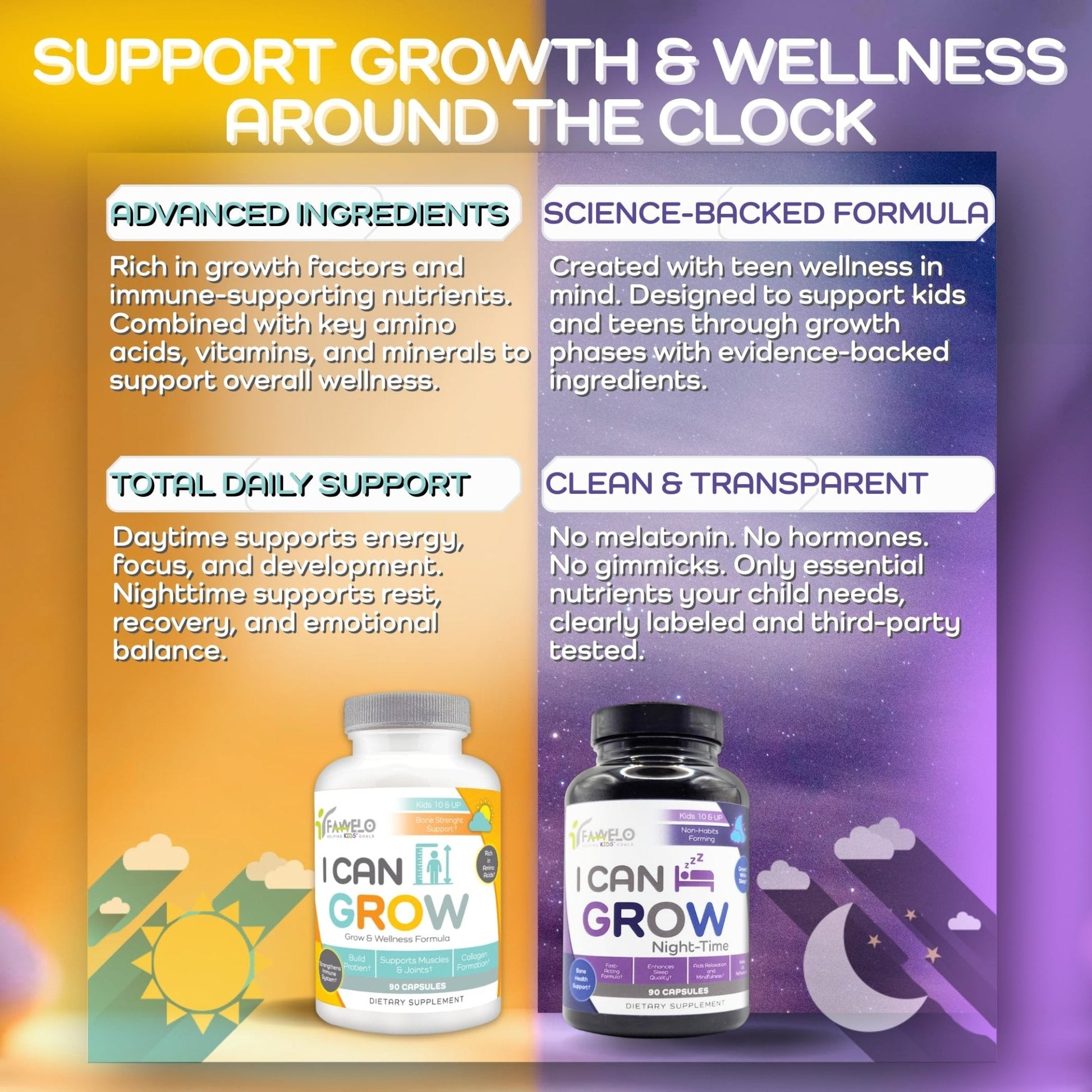 I Can Grow (3 Pack) Height Boosters for Kids 10+, Teen Vitamins for tru Height - Natural Growth Supplement for Optimal Development - Supports Bone Strength and Immune Health with Colostrum - Maple Wellness Supplements