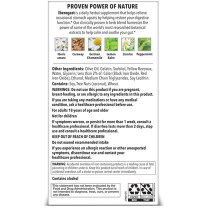 Iberogast Softgels, Herbal Relief of Stomach Upsets: Occasional Indigestion, Bloating, Gas, Nausea, Upset Stomach; 6-Herb Blend with Iberis Amara, - Maple Wellness Supplements