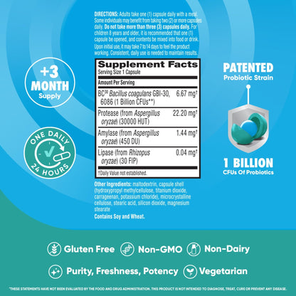 IBS Daily Probiotic Capsules for Digestive Health & Gut Health, Digestive Advantage Probiotics For Men and Women (96 count box) - Digestible Enzymes - Maple Wellness Supplements