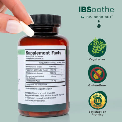 IBSoothe by Dr. Good Gut – Gut Health Supplement for Women & Men with Fiber, Probiotics, Enzymes & Peppermint Oil for Bloating Relief, Digestive Support, IBS Relief & Daily Gut Wellness – 90 Capsules - Maple Wellness Supplements