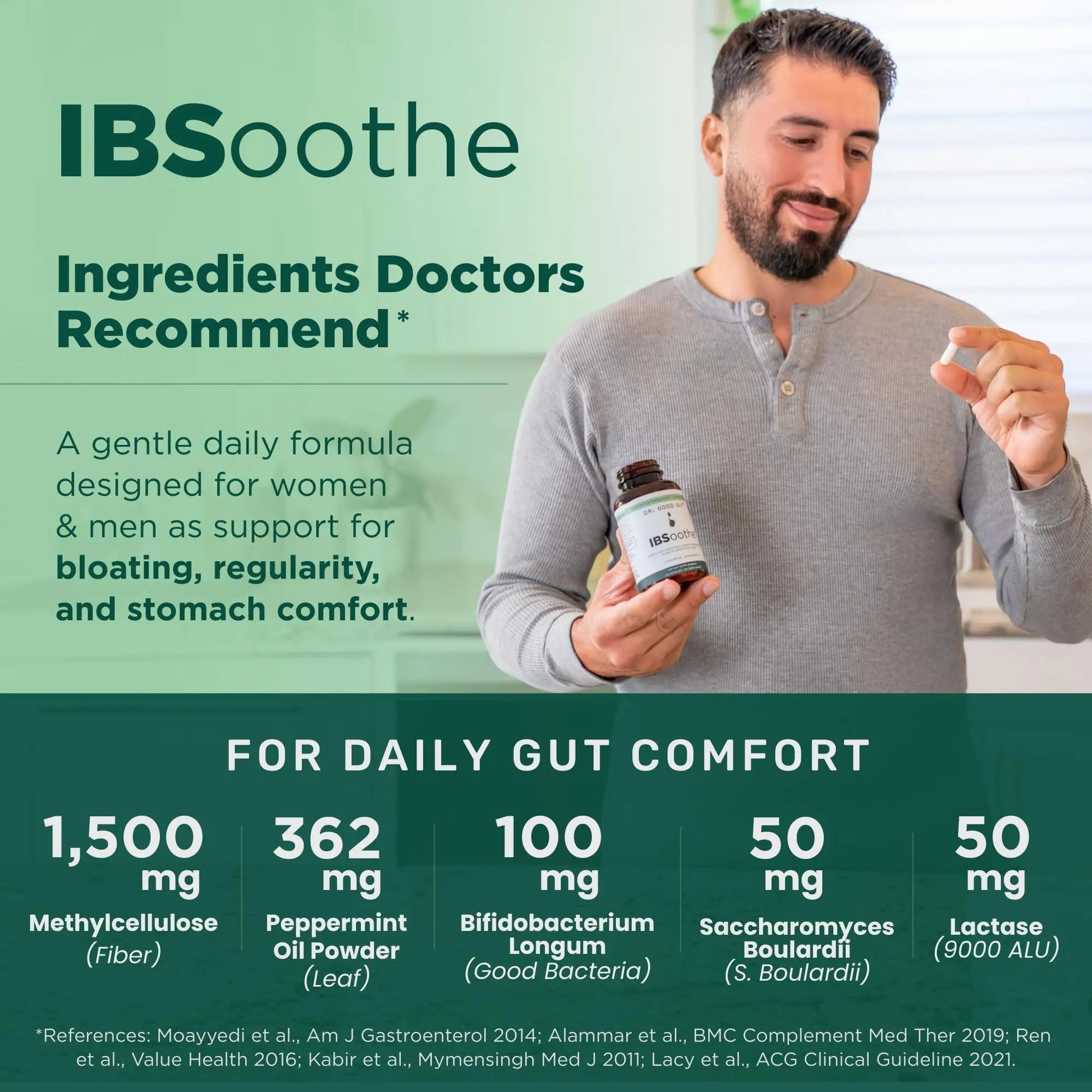 IBSoothe by Dr. Good Gut – Gut Health Supplement for Women & Men with Fiber, Probiotics, Enzymes & Peppermint Oil for Bloating Relief, Digestive Support, IBS Relief & Daily Gut Wellness – 90 Capsules - Maple Wellness Supplements
