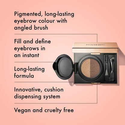 ICONIC LONDON Eyebrow Cushion 2 Colour Sculpter | Fill and Define Eyebrows, Includes a Double Sided Applicator, (Ash Blonde) - Maple Wellness Supplements