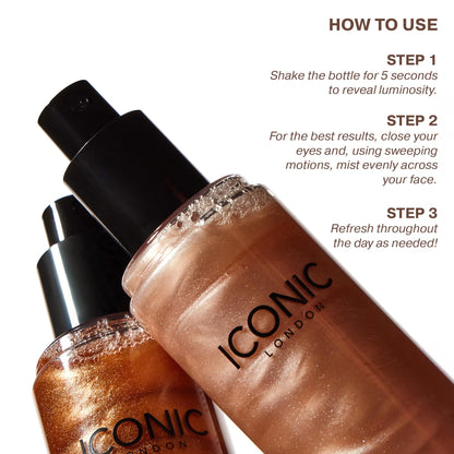 ICONIC LONDON Prep-Set-Glow | Hydrating + Setting + Glowing Spray, 3-in-1 Formula for a Dewy, Radiant Finish, Cruelty-Free, Vegan Makeup, 4.22 Fl oz - Maple Wellness Supplements
