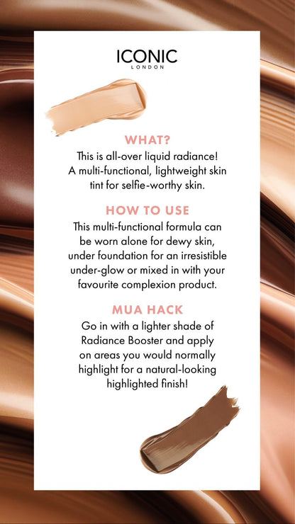 ICONIC LONDON Radiance Booster | Liquid Radiance Lightweight Skin Tint for a Glowy Makeup Look, Cruelty Free, Vegan Makeup (Honey Glow) 30 mL/ 1.01 Fl Oz - Maple Wellness Supplements