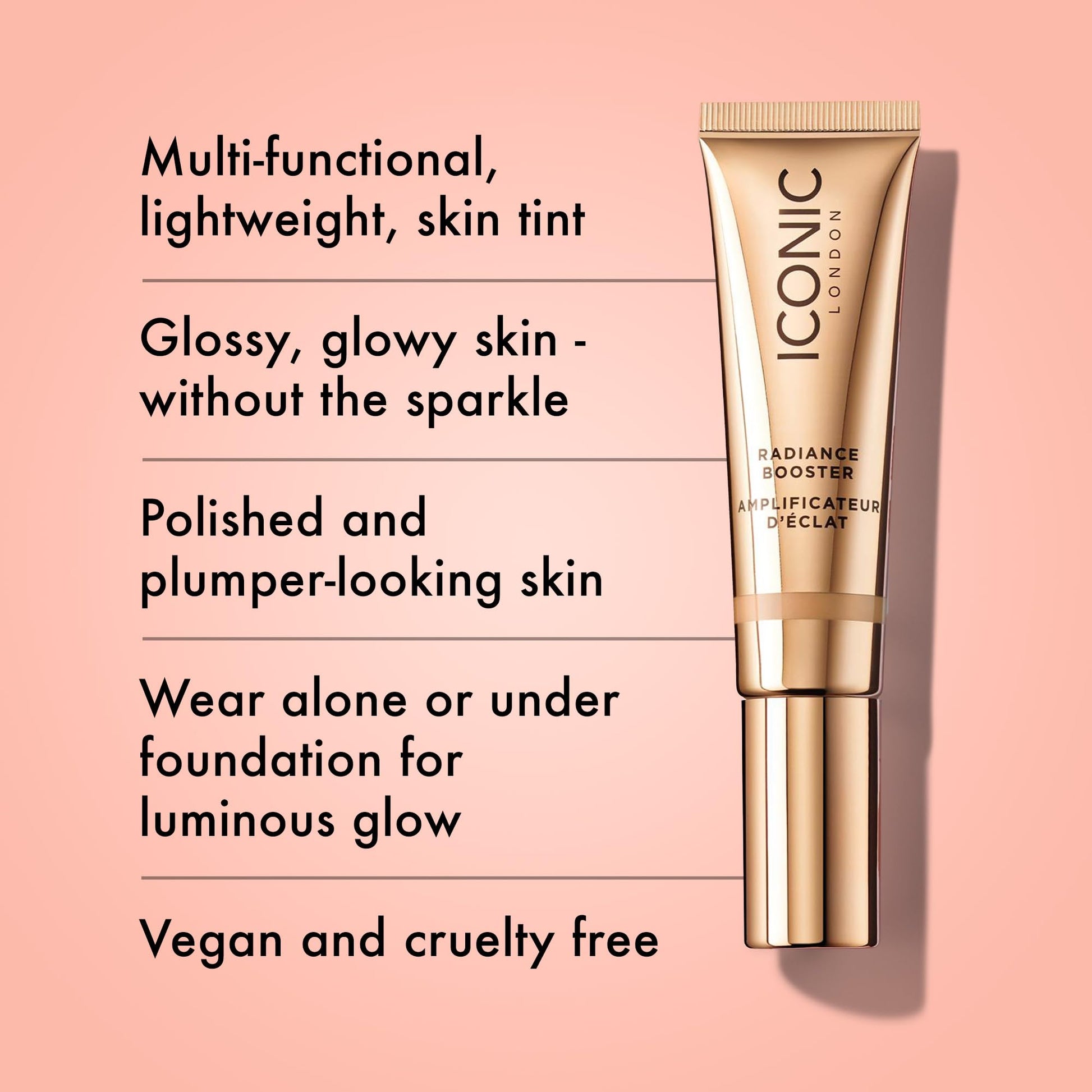 ICONIC LONDON Radiance Booster | Liquid Radiance Lightweight Skin Tint for a Glowy Makeup Look, Cruelty Free, Vegan Makeup (Honey Glow) 30 mL/ 1.01 Fl Oz - Maple Wellness Supplements