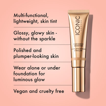 ICONIC LONDON Radiance Booster | Liquid Radiance Lightweight Skin Tint for a Glowy Makeup Look, Cruelty Free, Vegan Makeup (Honey Glow) 30 mL/ 1.01 Fl Oz - Maple Wellness Supplements