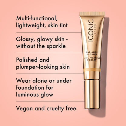 ICONIC LONDON Radiance Booster | Liquid Radiance Lightweight Skin Tint for a Glowy Makeup Look, Cruelty Free, Vegan Makeup (Sand Glow) 30 mL/ 1.01 Fl Oz - Maple Wellness Supplements