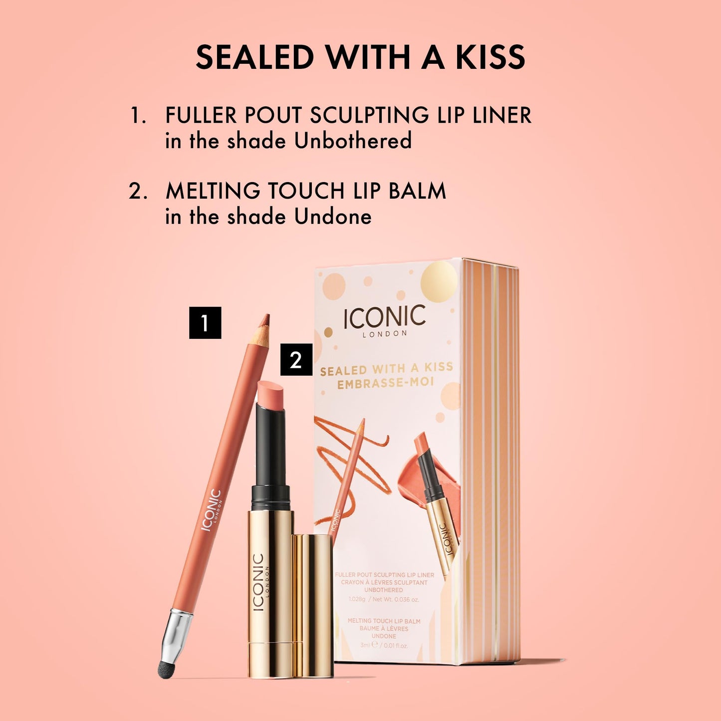 ICONIC LONDON Sealed with a Kiss Gift Set | Includes Melting Touch Lip Balm (Undone) and Fuller Pout Sculpting - Maple Wellness Supplements