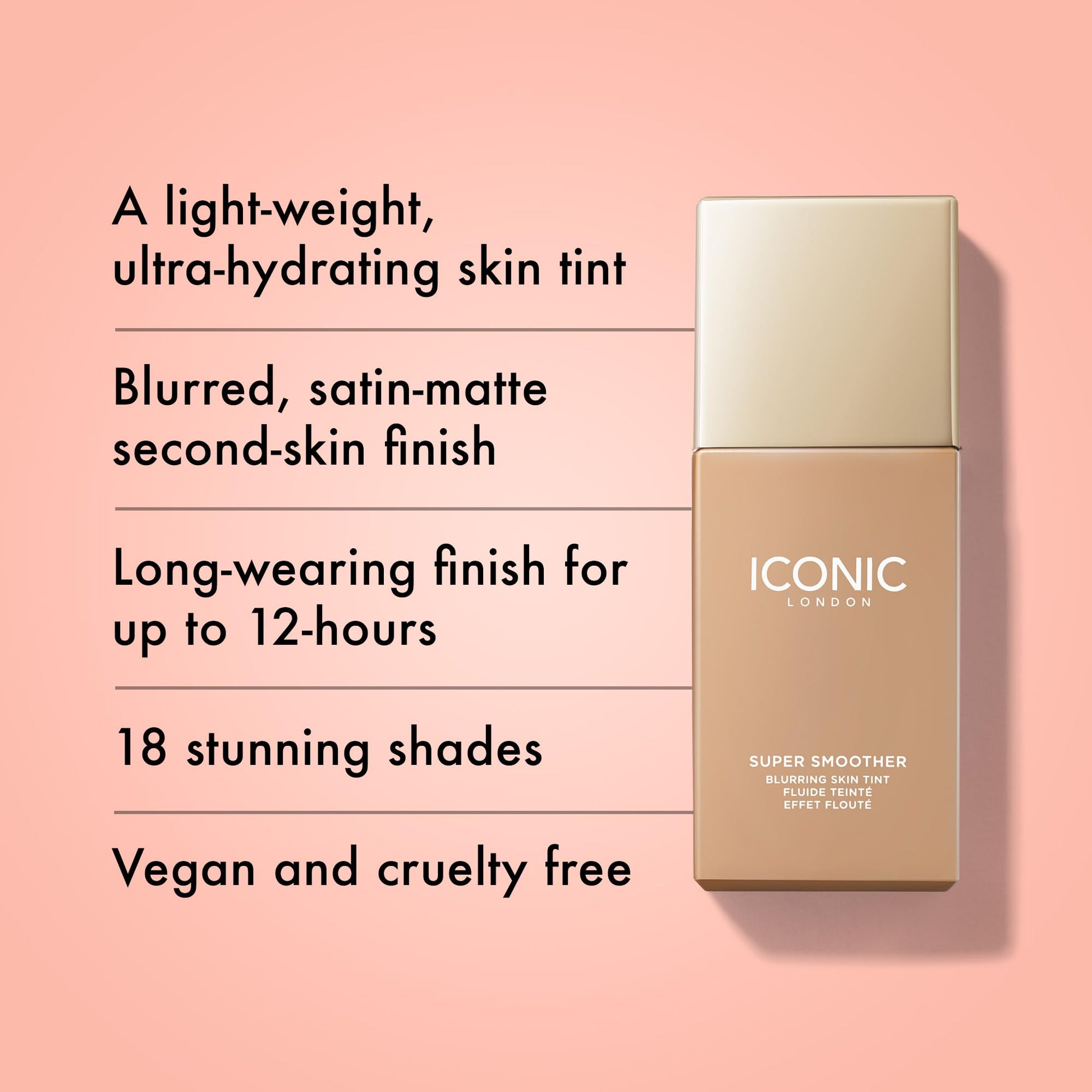 ICONIC LONDON Super Smoother Blurring Skin Tint | Light to Medium Coverage, Hydrating, Ultra-Lightweight Tinted Moisturizer, Cruelty-Free, Vegan Makeup (Cool Light) 30 mL / 1.01 Fl Oz. - Maple Wellness Supplements