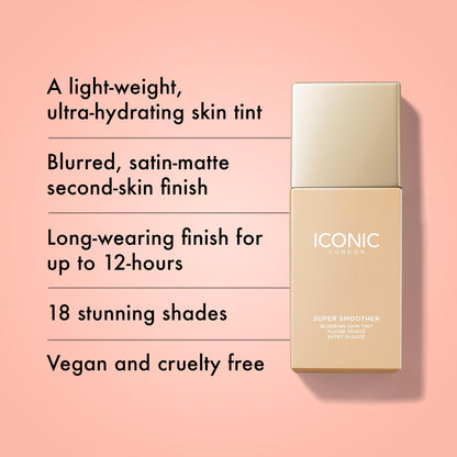 ICONIC LONDON Super Smoother Blurring Skin Tint | Light to Medium Coverage, Hydrating, Ultra-Lightweight Tinted Moisturizer, Cruelty-Free, Vegan Makeup (Neutral Fair) 1.01 Fl oz - Maple Wellness Supplements