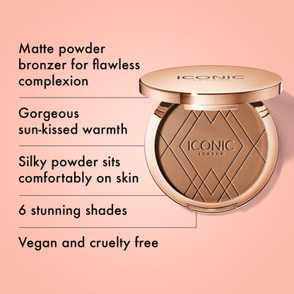 ICONIC LONDON Ultimate Bronzing Powder | Silky Powder, Flawless Matte Finish Bronzer Cruelty-Free, Vegan Makeup, (Warm Bronze) 0.59 oz - Maple Wellness Supplements
