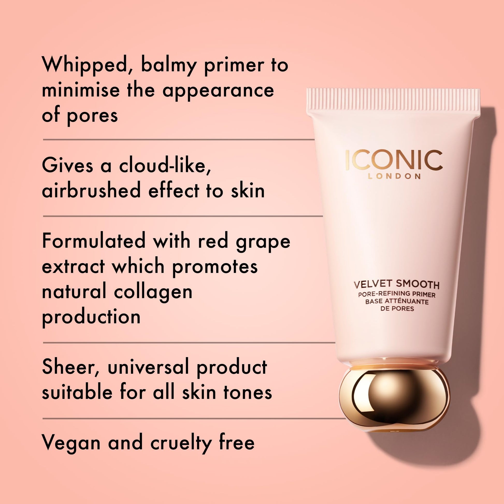 ICONIC LONDON Velvet Smooth Pore-Refining Primer | Whipped, Balmy Primer, Diffuses Pores, Cruelty-Free, Vegan Makeup, 1.01 Fl oz - Maple Wellness Supplements