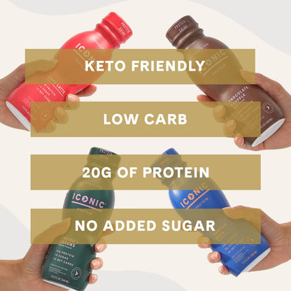 Iconic Protein Drinks, Chocolate Truffle (12 Pack) - Sugar Free & Low Carb - 20g Grass Fed Protein - Lactose Free, Gluten Free, Non-GMO, Kosher - Keto Friendly Protein Shakes - Maple Wellness Supplements