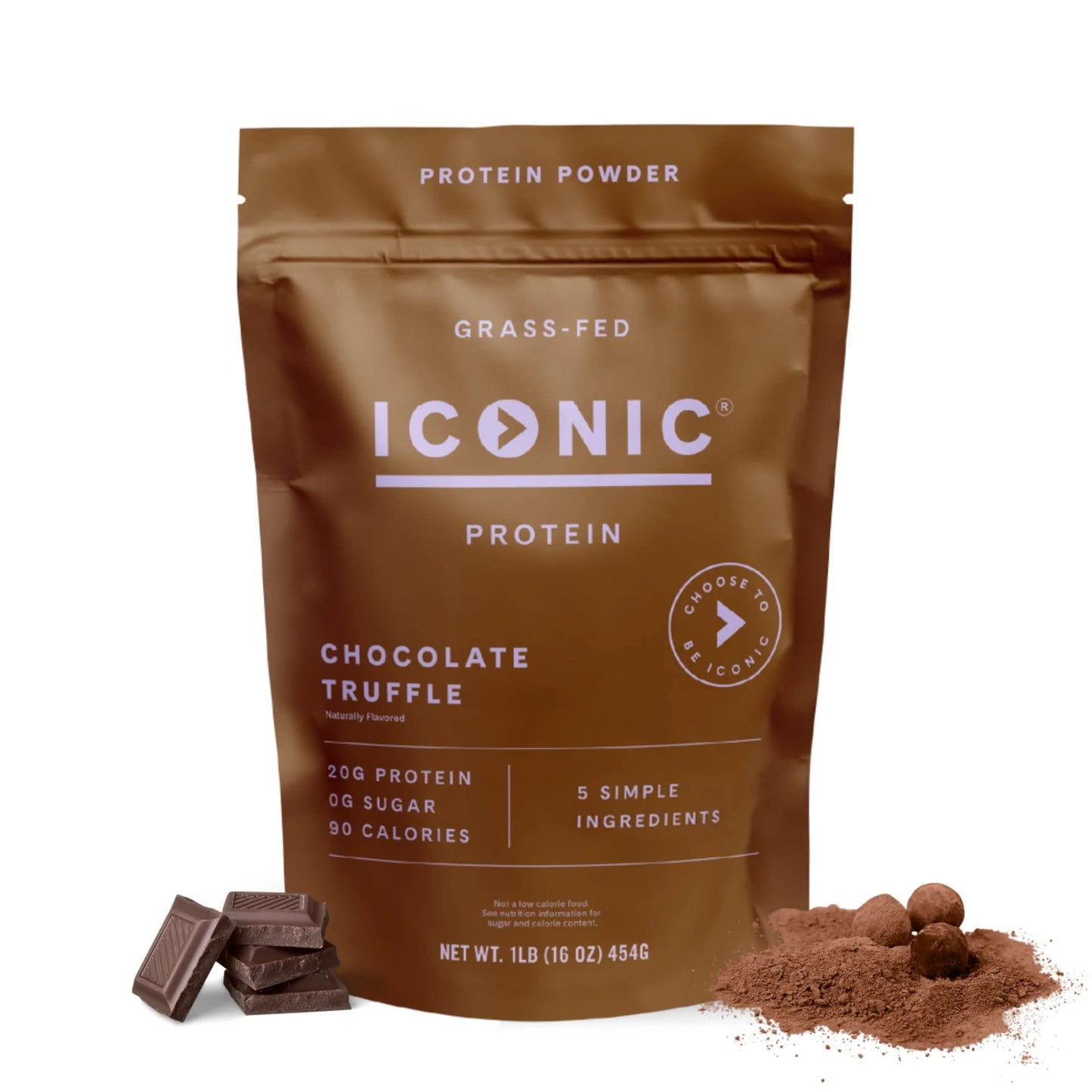 ICONIC Protein Powder, Chocolate Truffle - Sugar Free, Low Carb Protein Powder - Lactose Free, Gluten Free, Non-GMO - 20g Grass Fed Whey & Casein Protein - Maple Wellness Supplements