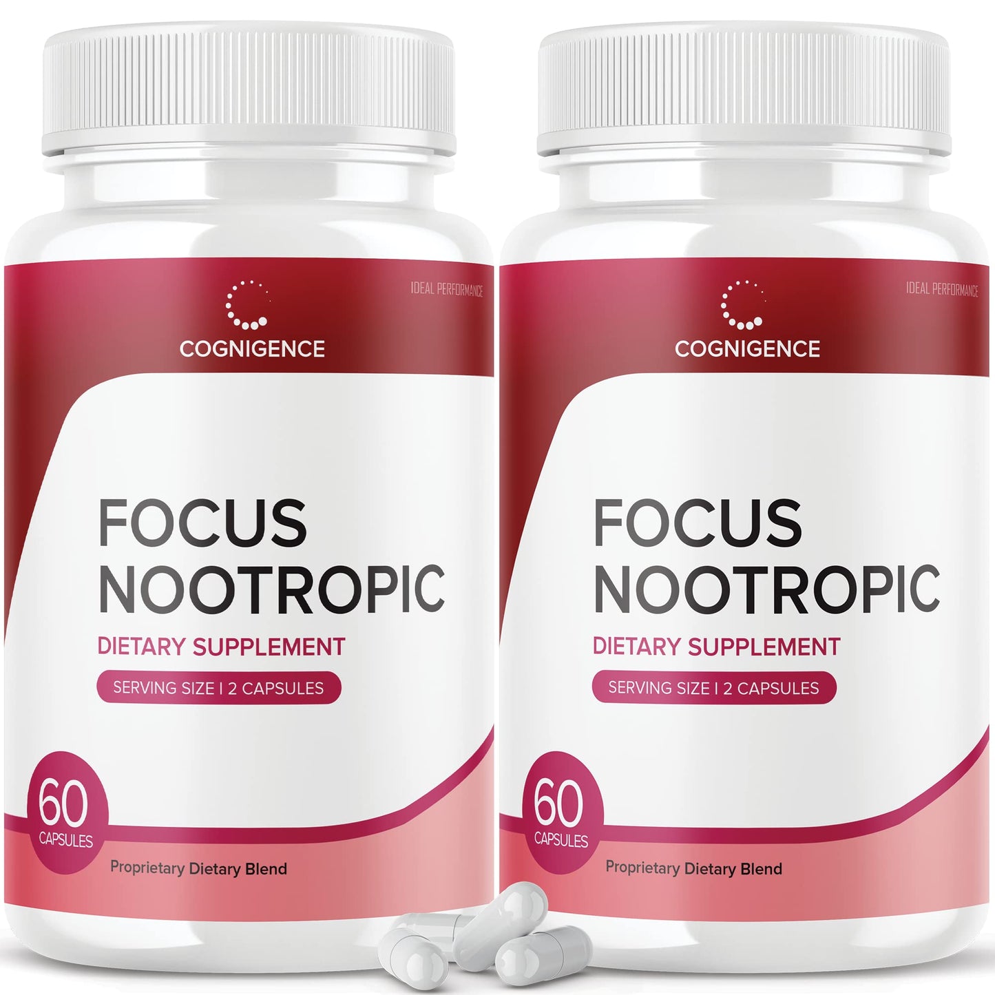 IDEAL PERFORMANCE (2 Pack) Cognigence Focus Nootropic Memory Booster Supplement Pills (120 Capsules) - Maple Wellness Supplements