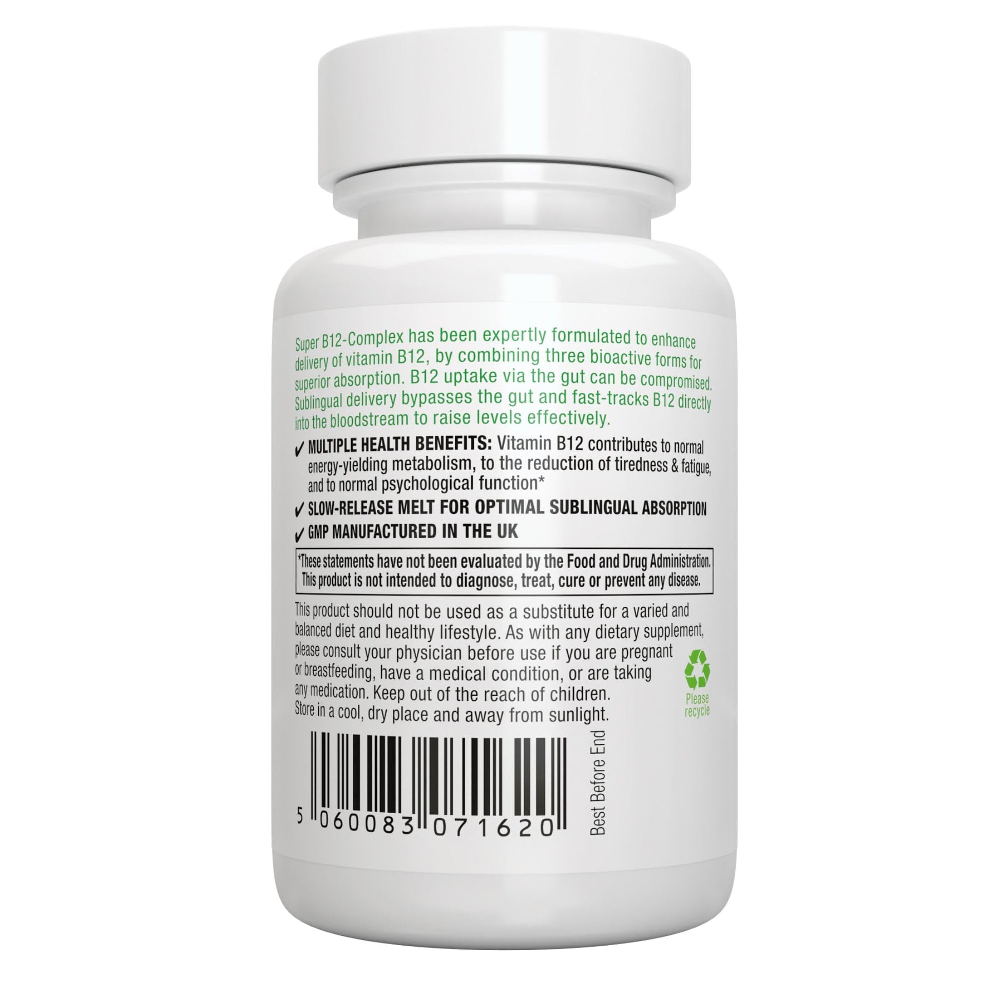 Igennus Sublingual Vitamin B12 Complex 1000mcg, Methylated Methylcobalamin, Adenosylcobalamin & Hydroxocobalamin, High Absorption & Clean, - Maple Wellness Supplements