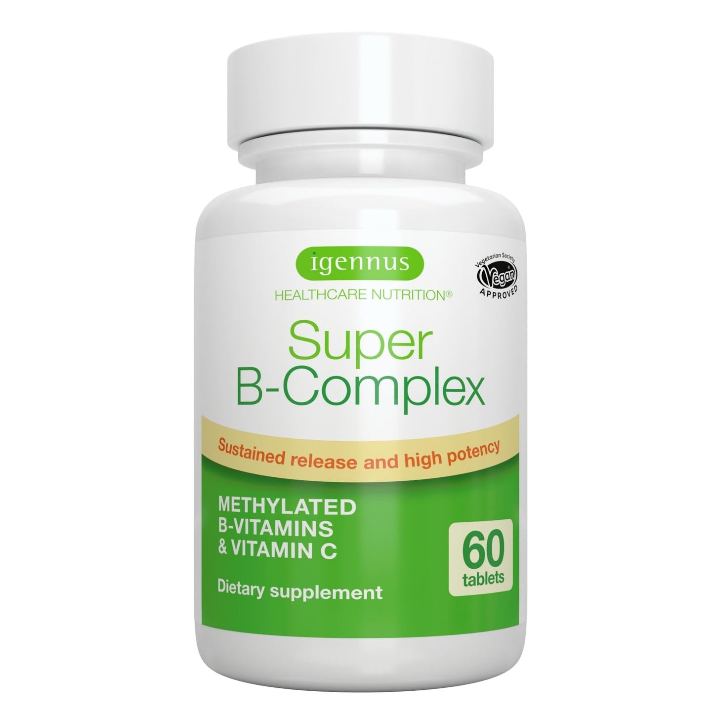 Igennus Super B-Complex Methylated B Vitamins - Sustained Release, Clean Label & High Absorption, with 5-MTHF Folate & Methyl B12, Energy, Mood & Cognitive Performance - Maple Wellness Supplements