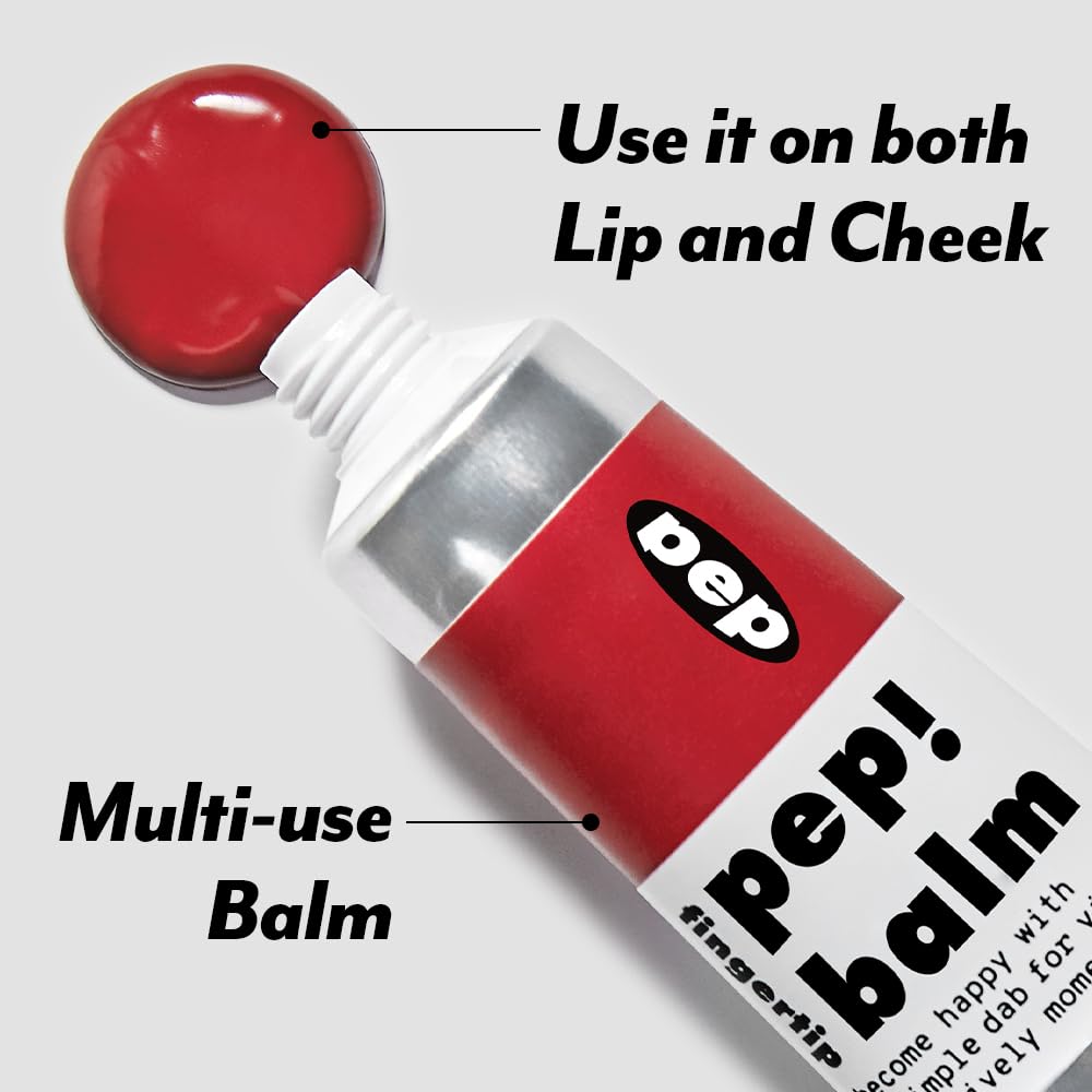 I'M MEME Lip and Cheek Tint - PepBalm 001 Recharger | Wtih Shea Butter, Gift, Liquid Blush, Travel-Friendly, Highly Pigmented, Non-Drying, Sheer Balm Gross Tint, 0.52 Oz - Maple Wellness Supplements