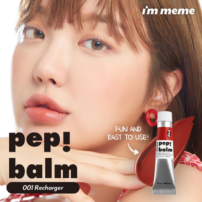 I'M MEME Lip and Cheek Tint - PepBalm 001 Recharger | Wtih Shea Butter, Gift, Liquid Blush, Travel-Friendly, Highly Pigmented, Non-Drying, Sheer Balm Gross Tint, 0.52 Oz - Maple Wellness Supplements
