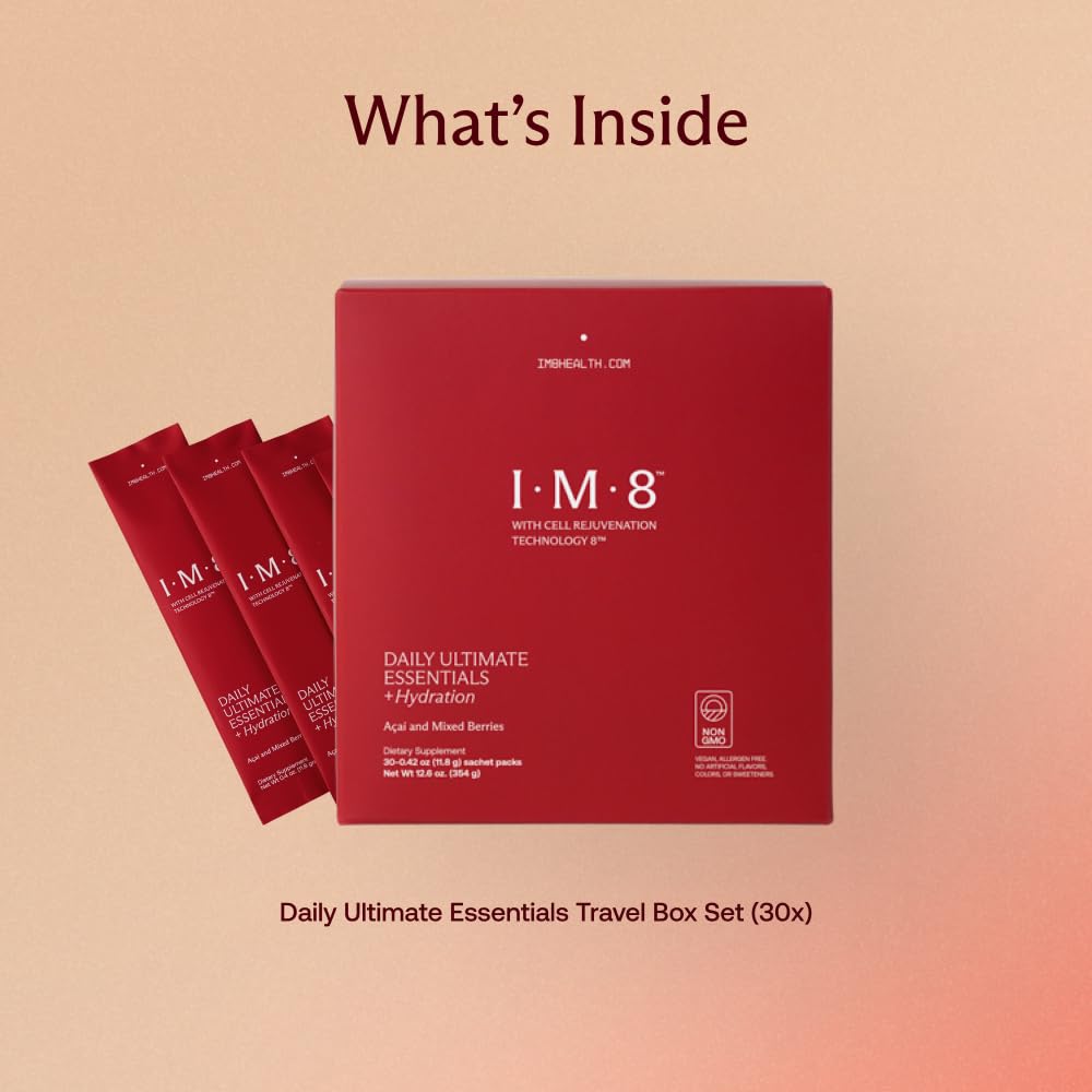 IM8 Daily Ultimate Essentials All-in-One Multivitamin Supplement, 92 Nutrient Rich Ingredients CoQ10, Probiotics, Vitamins, Greens, Gluten Free, Vegan, - Maple Wellness Supplements