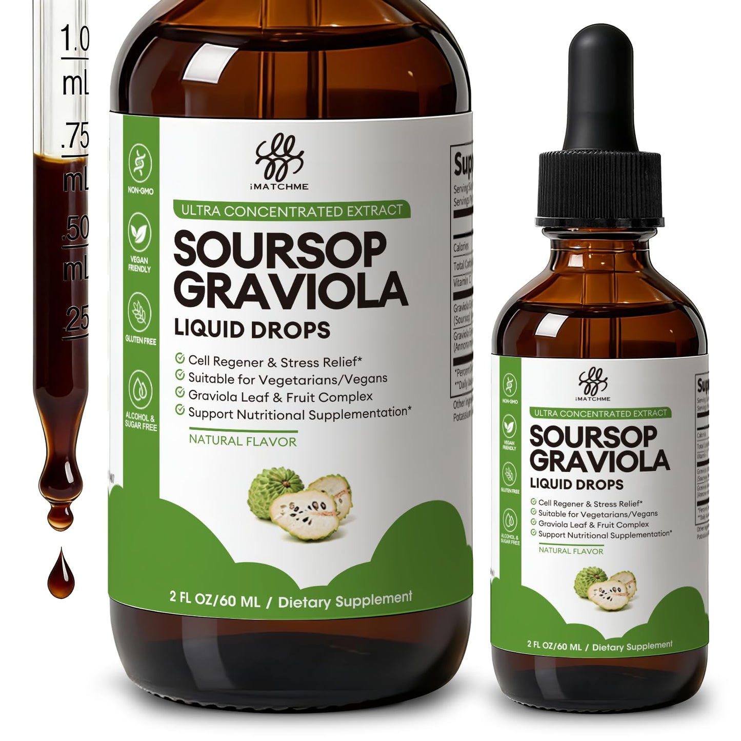 iMATCHME Soursop Graviola Liquid Drop for Cell Support & Regeneration, Immune System and Gut Health Support, Soursop Bitters Liquid - Maple Wellness Supplements