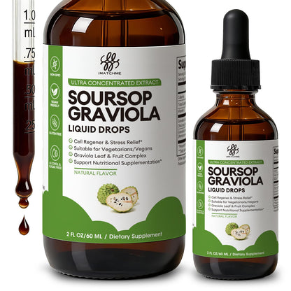 iMATCHME Soursop Graviola Liquid Drop for Cell Support & Regeneration, Immune System and Gut Health Support, Soursop Bitters Liquid - Maple Wellness Supplements