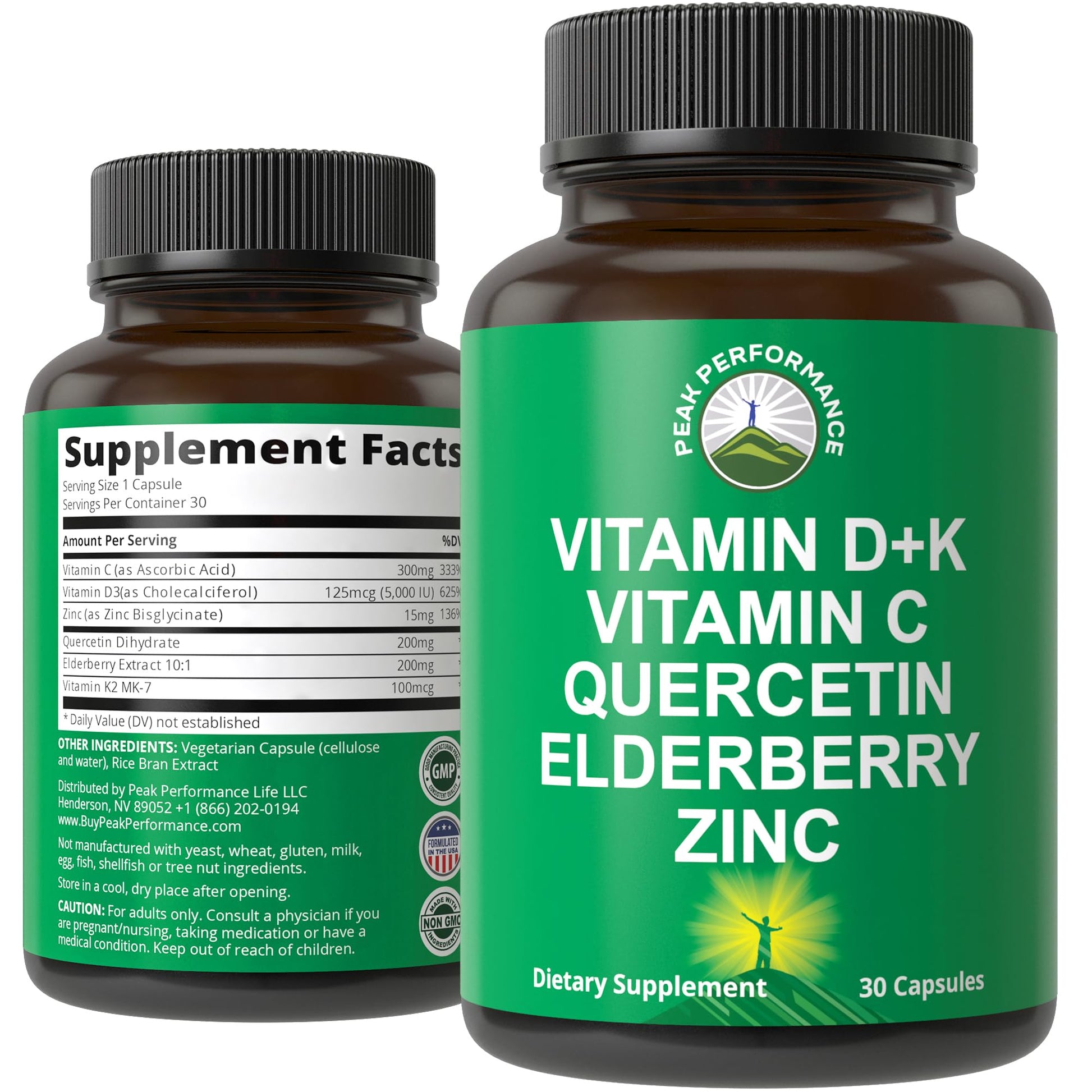 Immune Support Supplement with 6 Top Ingredients. Vitamin D3 K2 + Vitamin C + Elderberry + Zinc + Quercetin. Includes 5000 IU Vitamin D. Immunity Capsules. Supplements for Women and Men - Maple Wellness Supplements