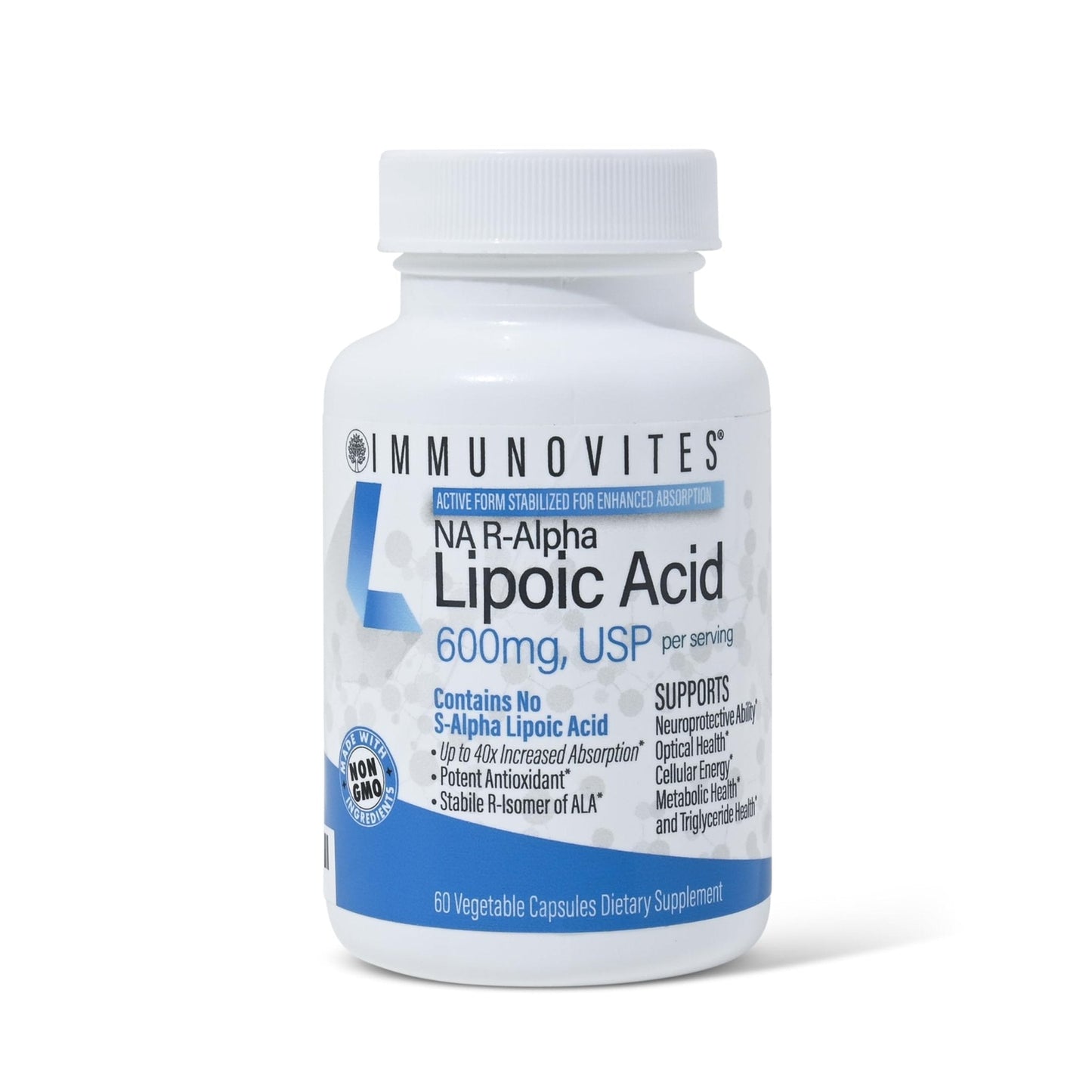 IMMUNOVITES Stabilized R-Alpha Lipoic Acid ((True)) 600mg per Serving [[High Potency & up to 40x Increased Absorption]] - Maple Wellness Supplements