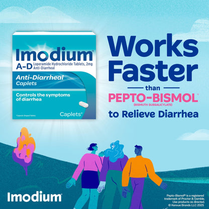 Imodium A-D Diarrhea Relief Caplets with Loperamide HCl, Anti-Diarrheal Medicine to Help Control Symptoms of Diarrhea Due to Acute, Traveler's Diarrhea, HSA/FSA Eligible, 24 ct - Maple Wellness Supplements