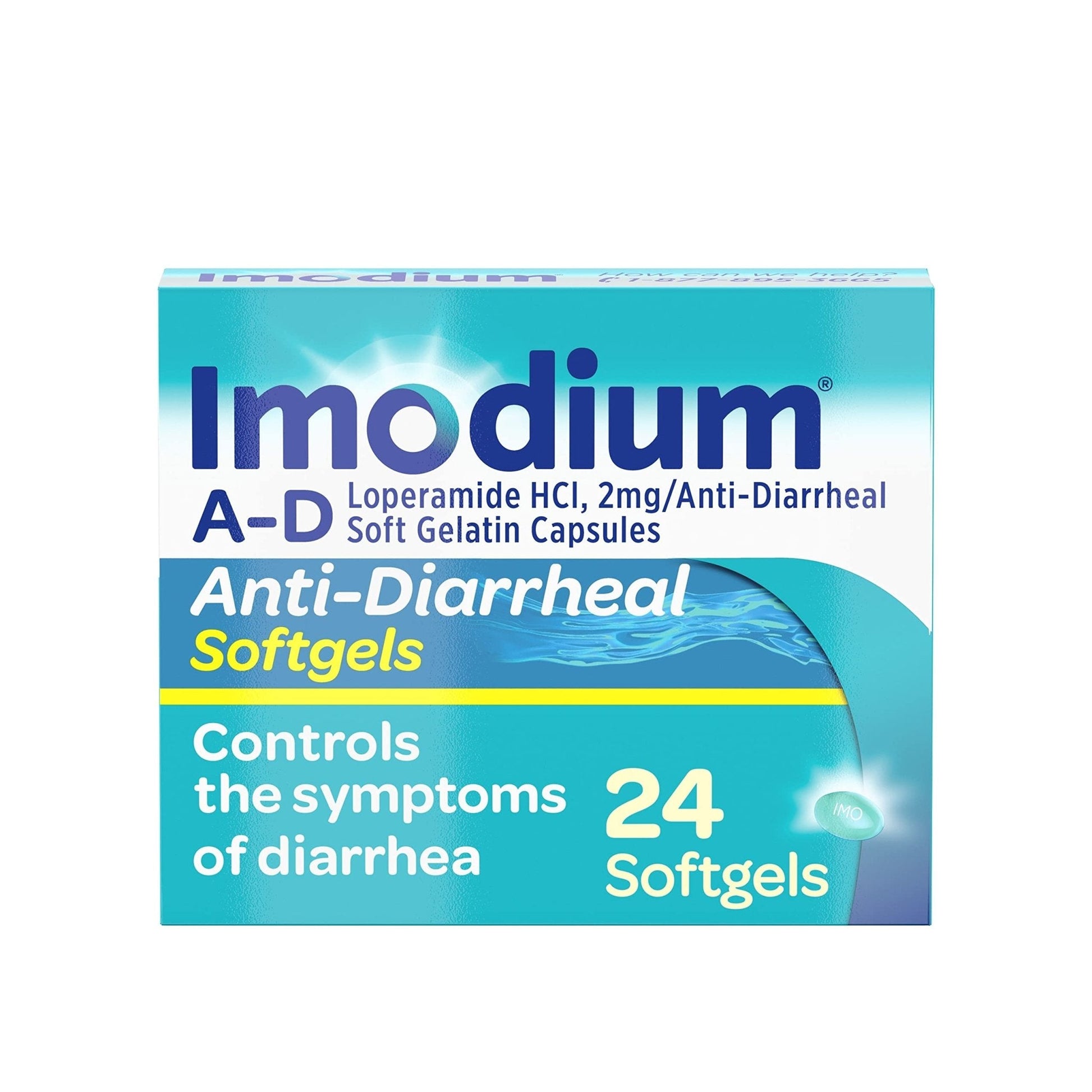 Imodium A-D Fast-Acting Anti-Diarrheal Softgels, Loperamide HCl 2 mg, Travel Essential Diarrhea Relief Medicine for Adults, 24 Count, Anti Diarrhea Pills,Easy to Swallow, for Ages 12+ - Maple Wellness Supplements