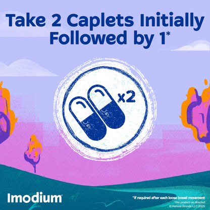 Imodium Multi-Symptom Relief Caplets, Loperamide Hydrochloride & Simethicone Anti-Diarrheal Medicine for the Relief of Diarrhea, Gas, Bloating, Cramps & Pressure, 18 ct - Maple Wellness Supplements