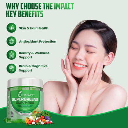 IMPACT Fiber Gummies for Adults, Women & Kids – Supergreens Veggies Daily High Fiber Gummies, for Gut Health & Immunity, Vegetarian Gummy Fiber Supplement, - Maple Wellness Supplements