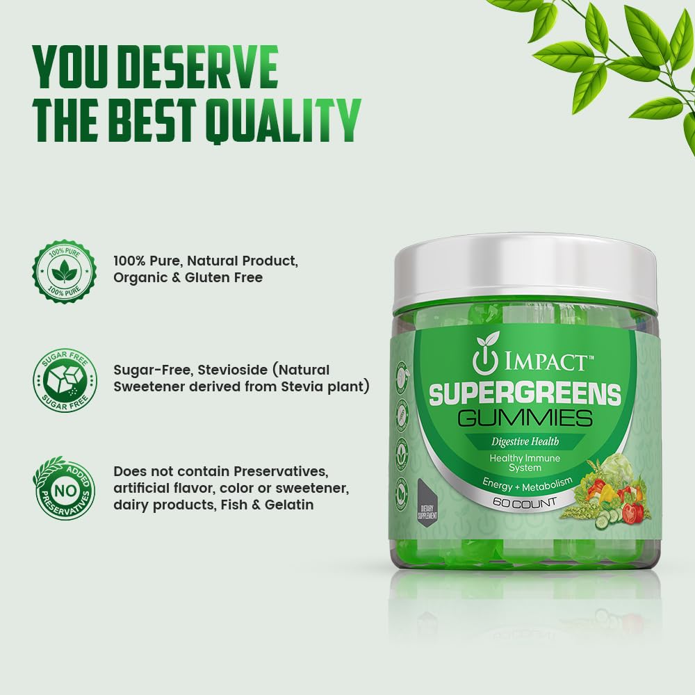 IMPACT Fiber Gummies for Adults, Women & Kids – Supergreens Veggies Daily High Fiber Gummies, for Gut Health & Immunity, Vegetarian Gummy Fiber Supplement, - Maple Wellness Supplements