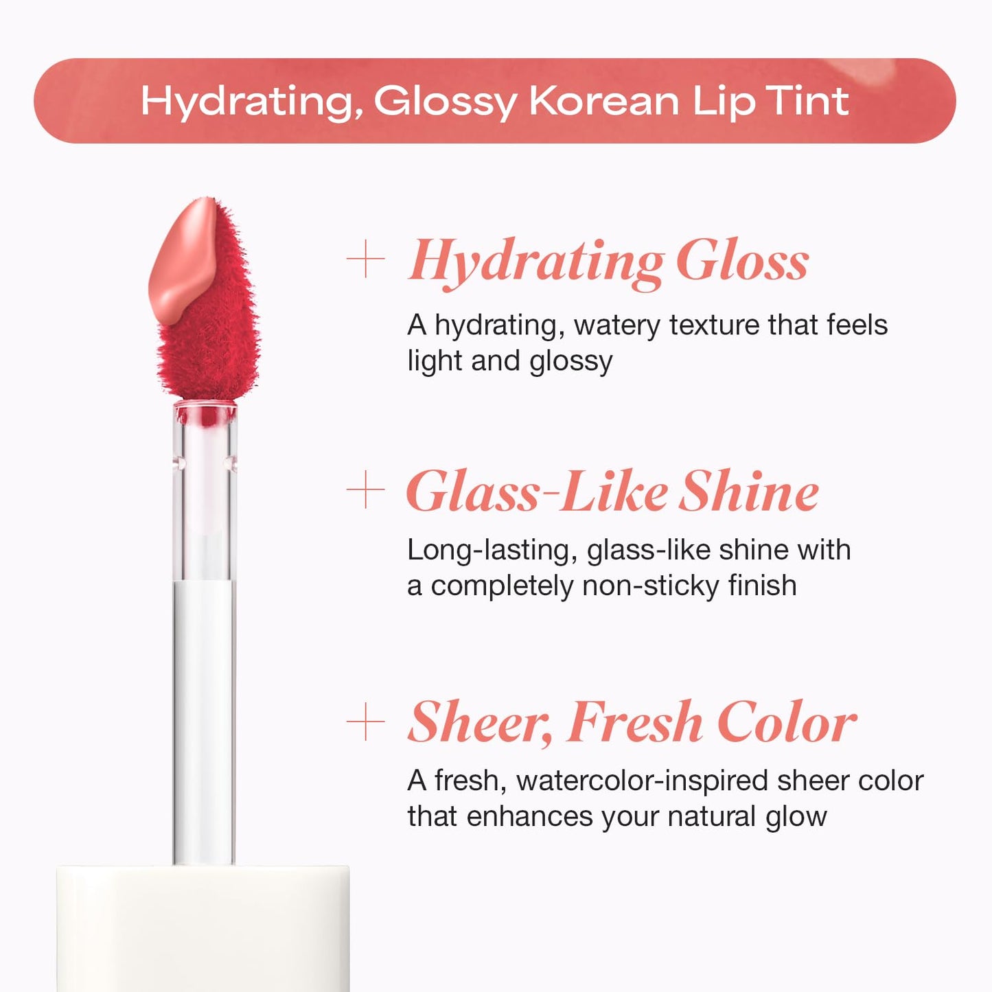 INGA Water Glow Lip Tint | Hydrating, Glossy Korean Lip Tint with Sheer Color & Glass-Like Shine | Long-Lasting, Non-Sticky Korean Lip Stain (RICH SALMON) - Maple Wellness Supplements