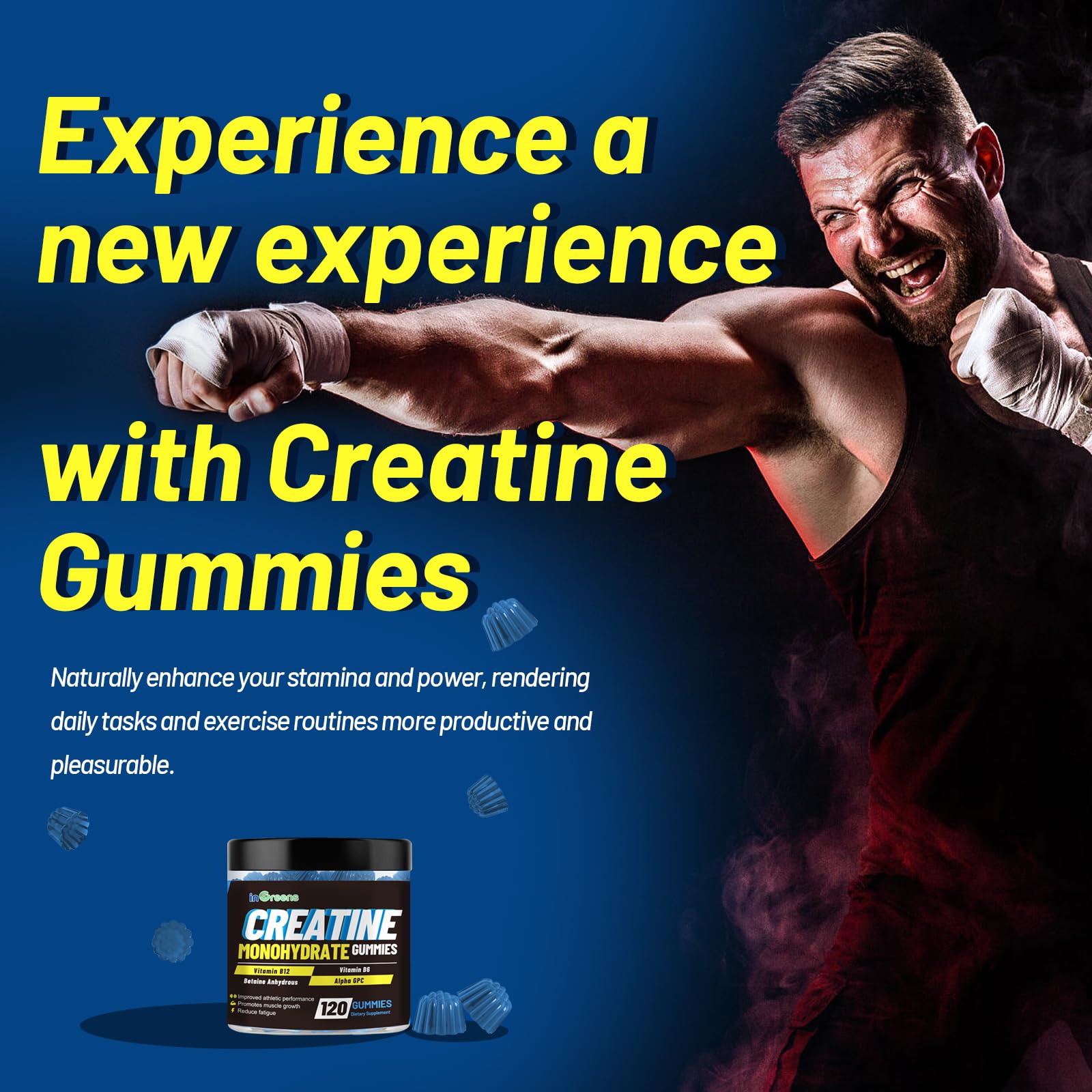 inGreens Creatine Monohydrate Gummies 6g for Men & Women 120 Count - Maple Wellness Supplements
